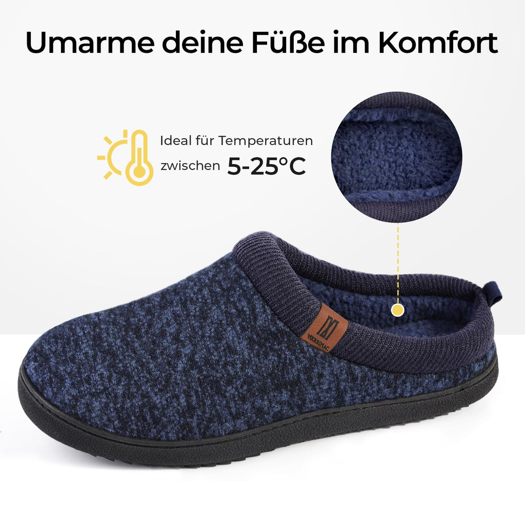 MERRIMAC Herren Hausschuhe Memory-Schaum Rutschfest Bequem
