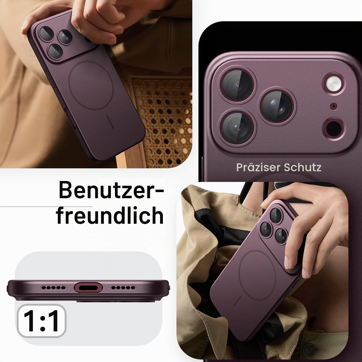 JETech Magnetische Dünne Hülle für iPhone 18 Pro, Schwarz