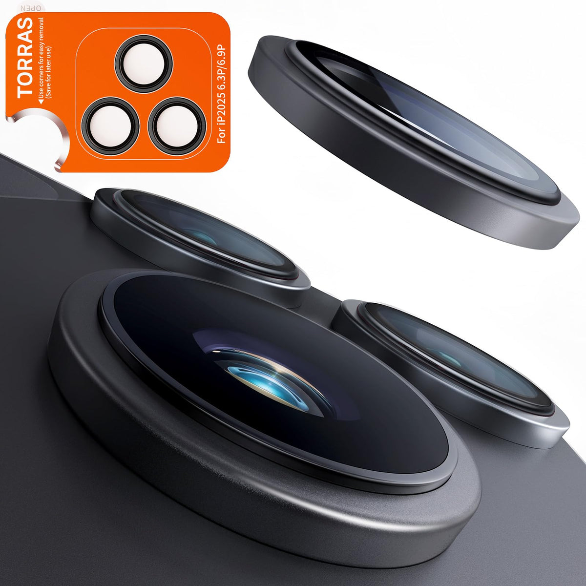 TORRAS für iPhone 18 Pro 9H+ Kratzfest Kameraschutz HD-Klares, Grau
