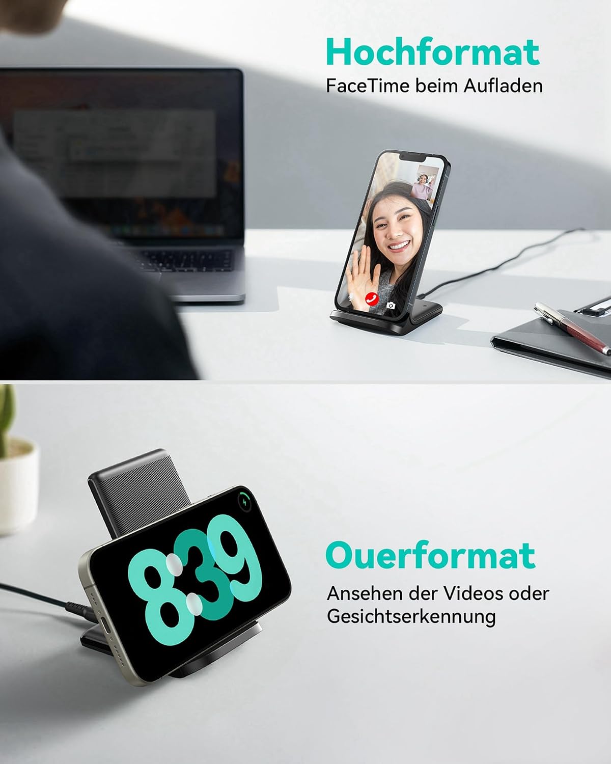INIU Wireless Charger, 15W Schnelles Induktive Ladestation mit LED