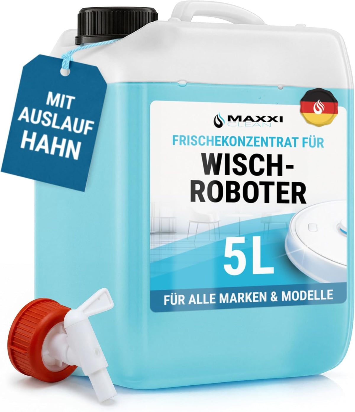 Maxxi Clean 1 x 750 ml Reinigungsmittel für Saugroboter mit Wischfunktion I Konzentrat mit Frische Duft I Universalreiniger für Fliesen, Laminat, Parkett I kompatibel mit gängigen Herstellern