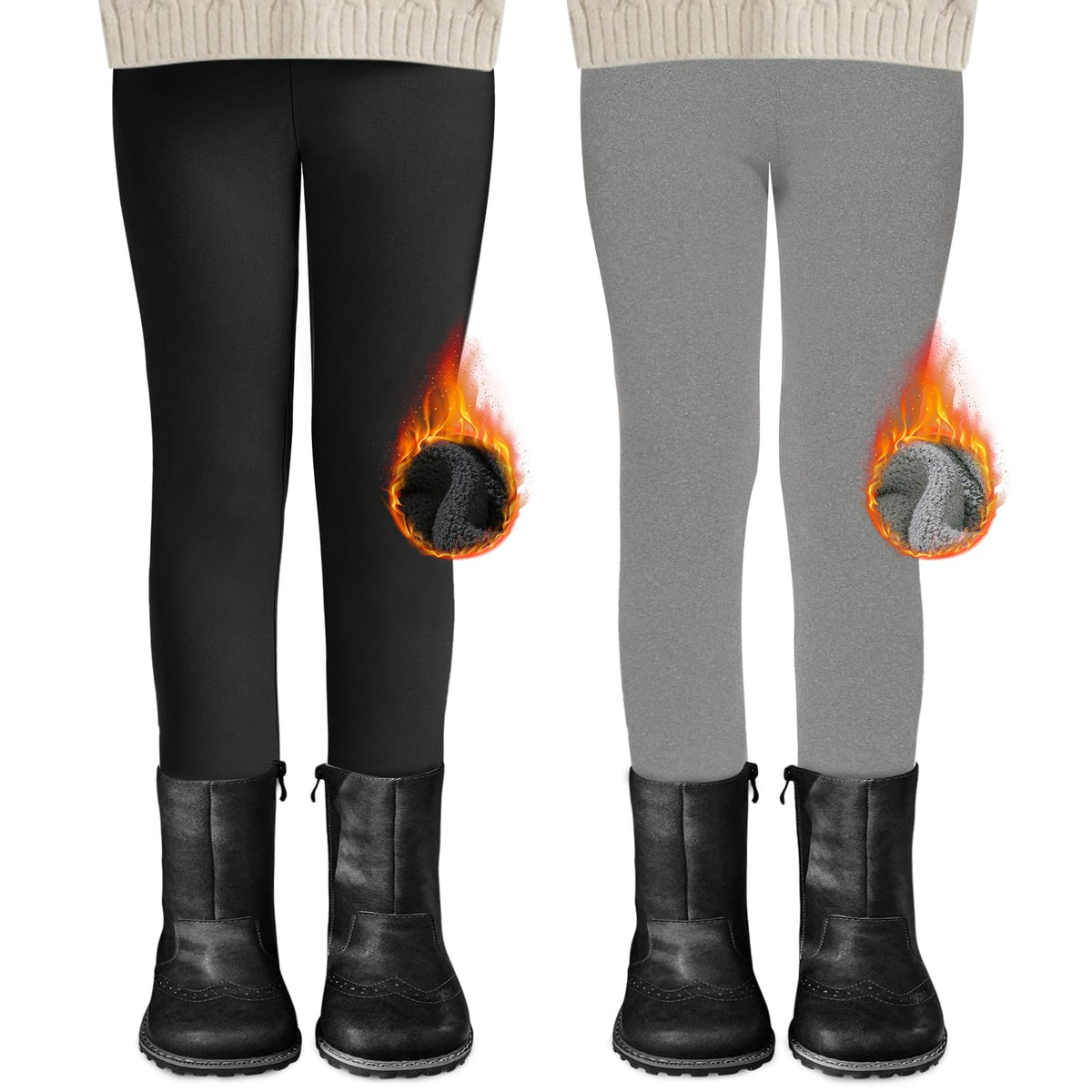 DDOBB 2er Pack Thermo Leggings Mädchen Mit Fleece High Waist