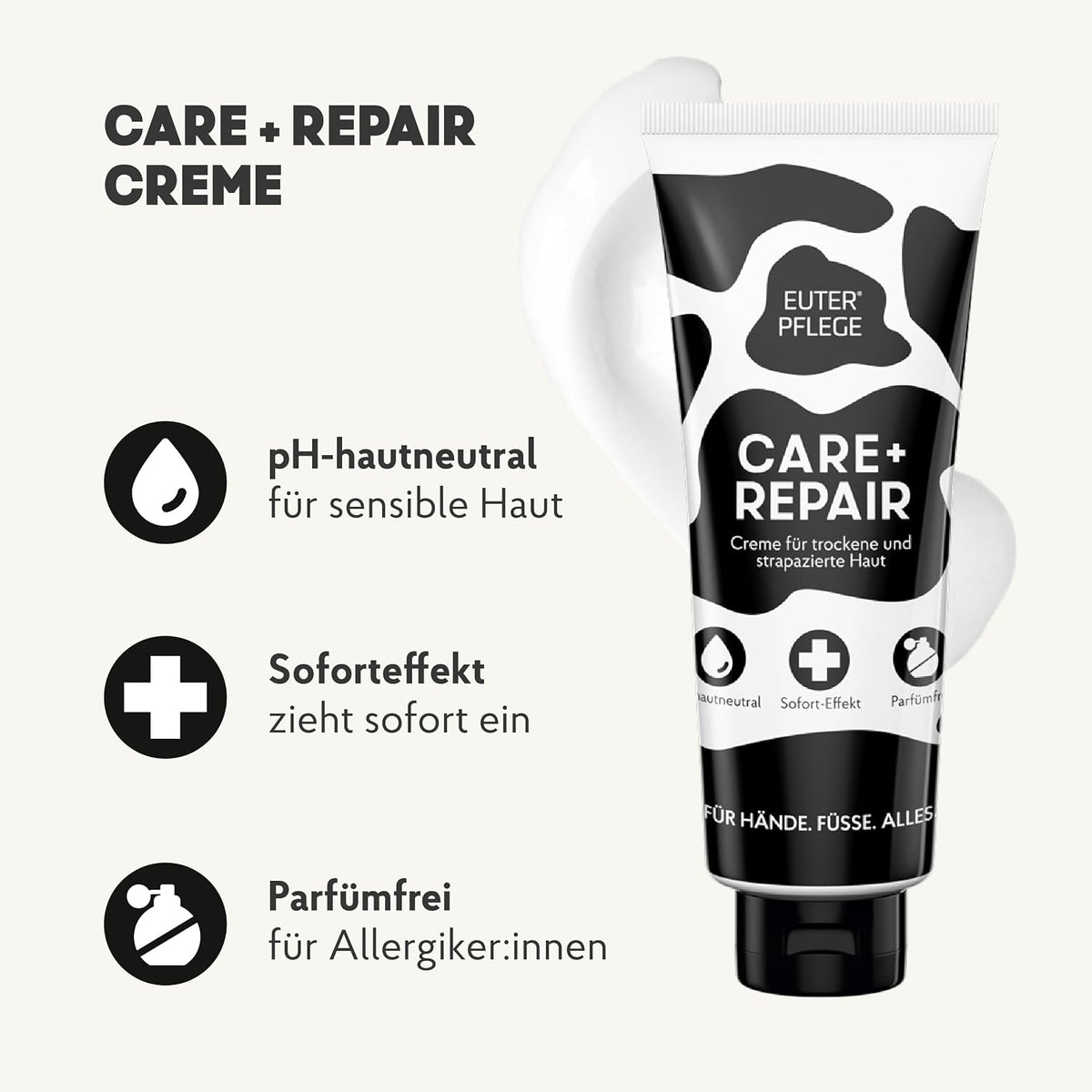 EUTERPFLEGE Care + Repair Pflegecreme, für trockene Haut, 400ml, parfümfrei