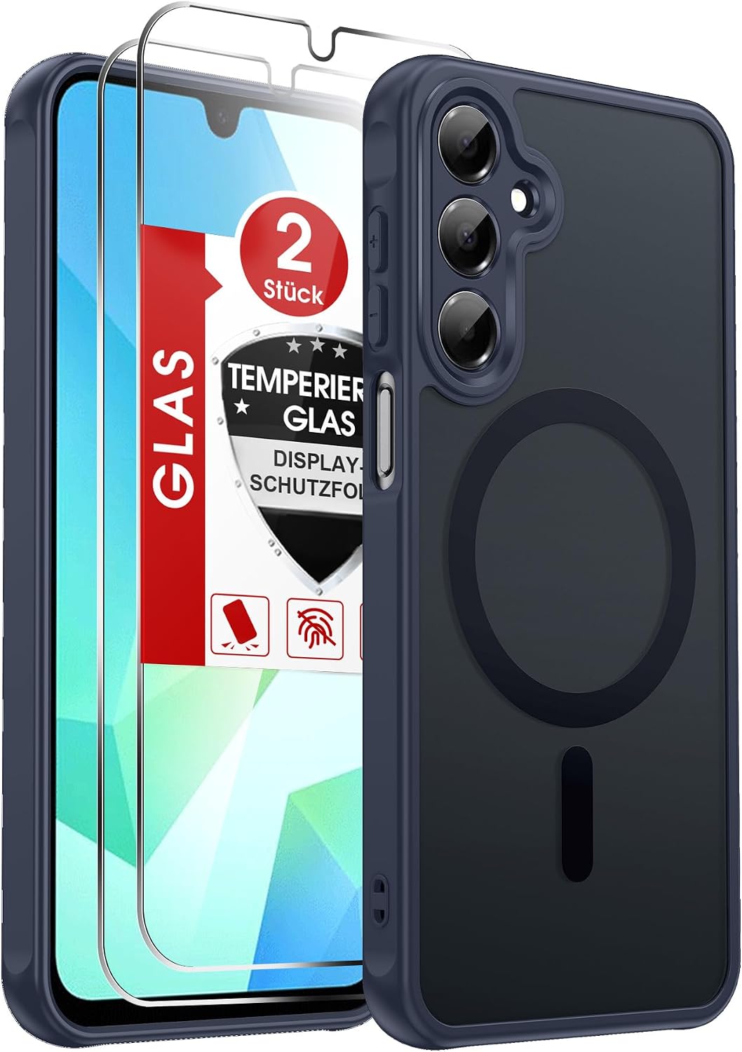 LeYi für Samsung Galaxy A06 4G Hülle für Magsafe mit 2X Panzerglas-Schwarz