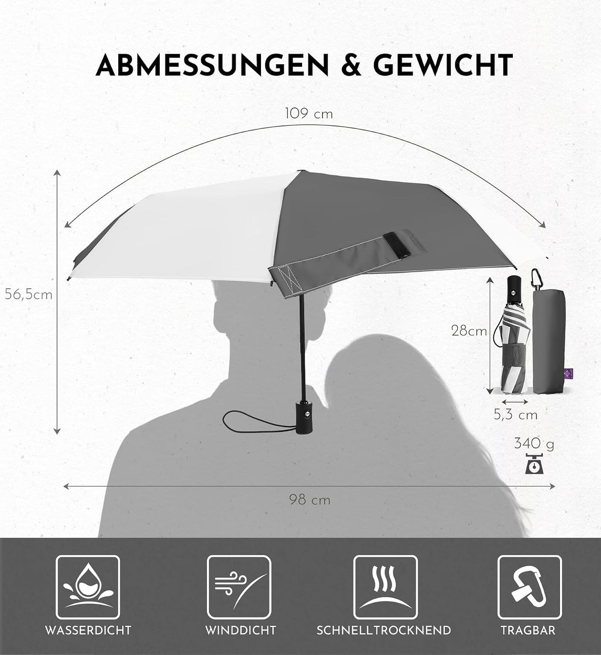 LILAC Regenschirm Klein Stabil Windfest