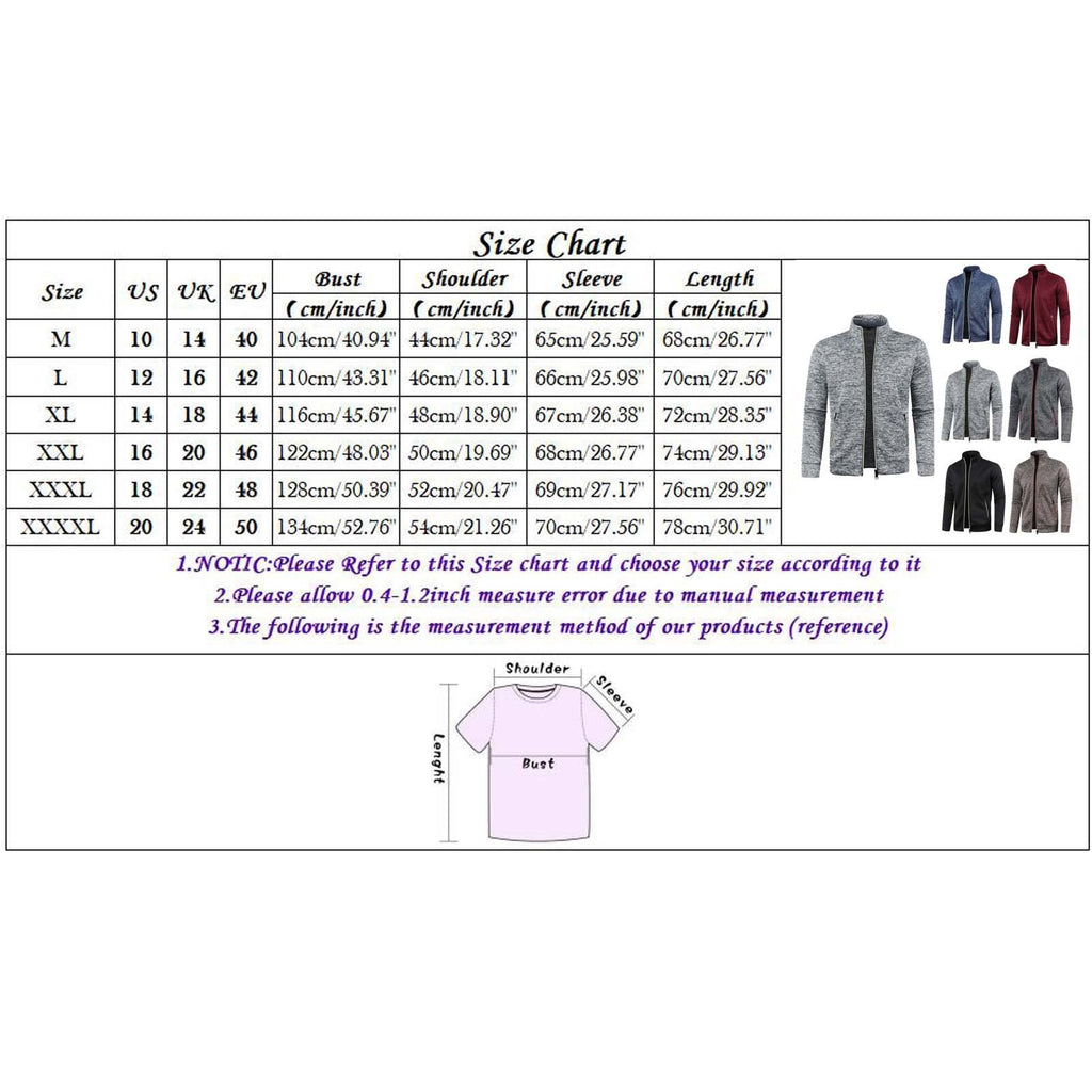 Generisch Sweatjacke Herren Ohne Kapuze Cardigan Mit Reißverschluss Langarm Janker Stehkragen Pullover Casual Warme Herbst/Winterjacke Klassischer Strickweste Trachtenjacke Freizeitjacke