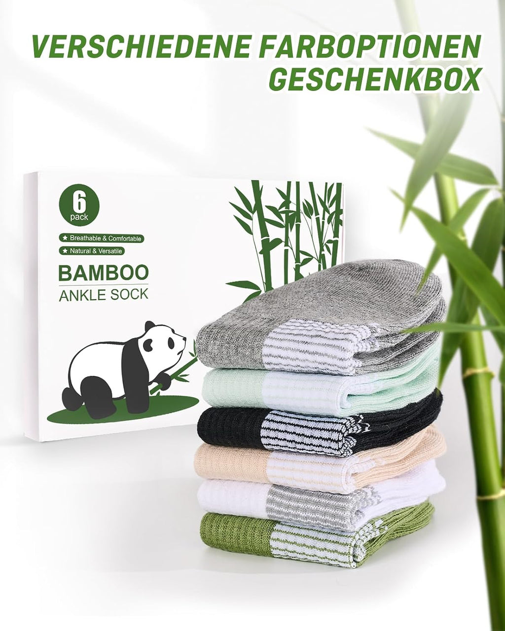 Bambus Sneaker Socken Damen, 6 Paar, Atmungsaktiv