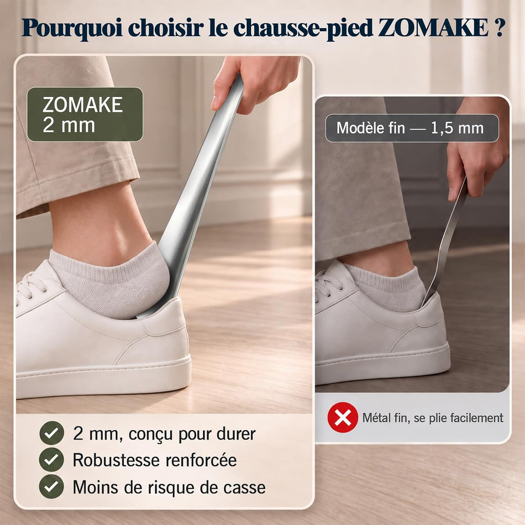 ZOMAKE Chausse Pied Métal 30 cm, Chausse-Pied Long en Acier Inoxydable