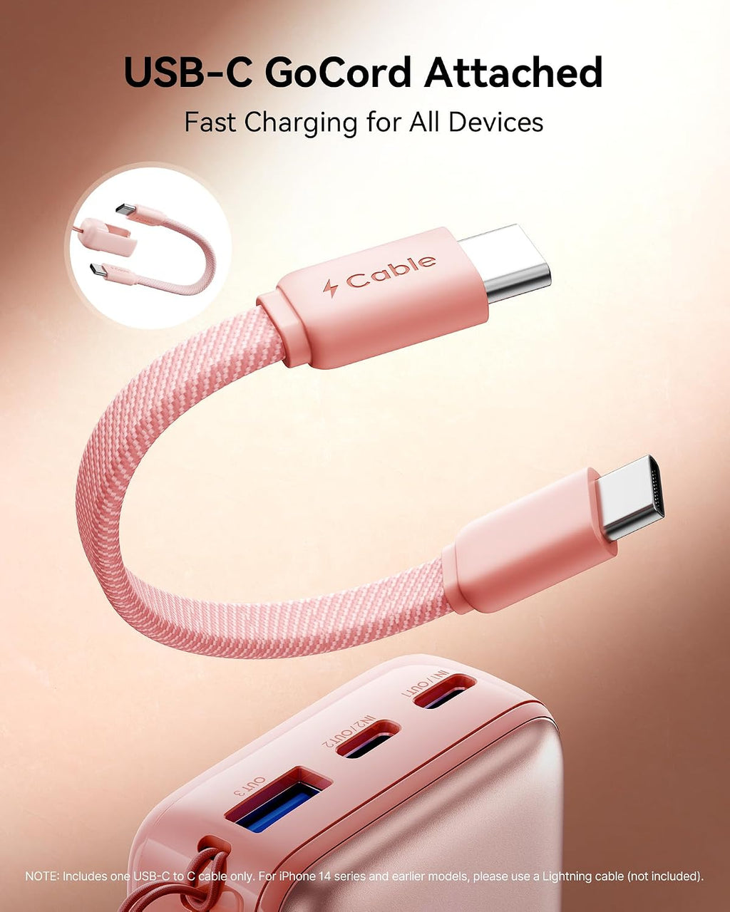 INIU Ultra Mini Powerbank, 10000mAh 45W Schnellladen mit USB C Kabel