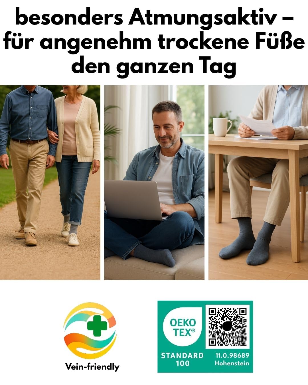 sockenkauf24 Diabetikersocken ohne Gummi & ohne Naht 97% Baumwolle (6 Paar) Diabetiker Socken mit Komfortbund für Damen & Herren