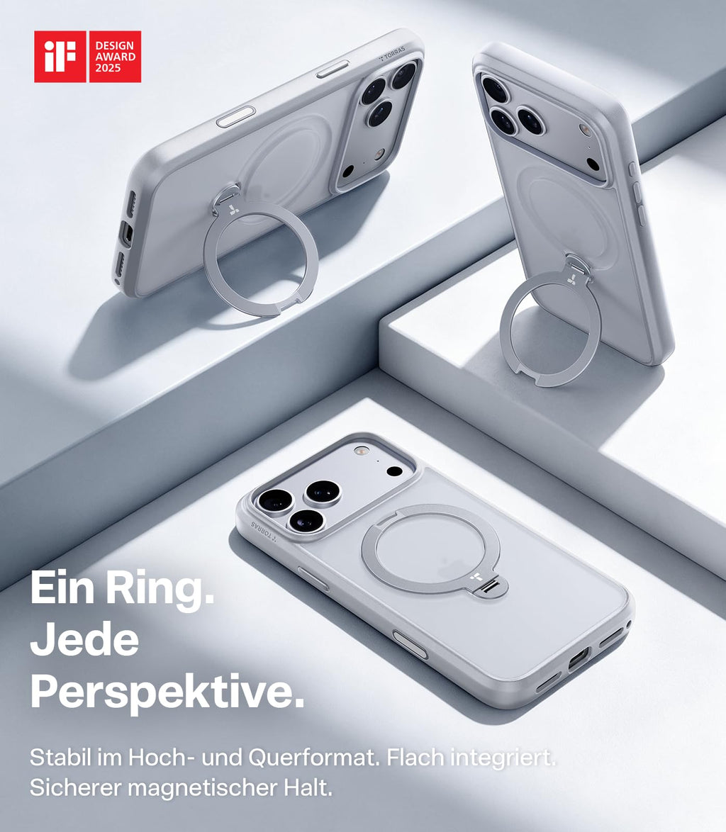 TORRAS Ostand Q3 Spin für iPhone 18 Pro Hülle für MagSafe 360°Stand Schwarz