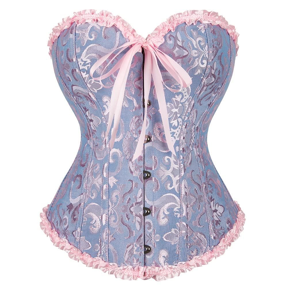 Bustier Corset Top for Women | Overbust Lace Up Waist Cincher Shapewear Lingerie