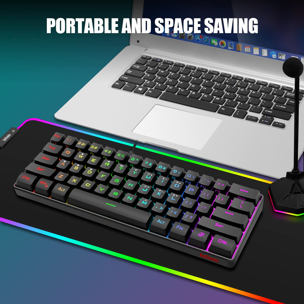 RedThunder 60% Kabelloses RGB Gaming Tastatur und Maus Set, QWERTZ DE Layout, Wiederaufladbare Funktastatur mit Ultraleichte Gaming Maus mit Wabenkonstruktion, für PC MAC PS5 Xbox Gamer, Büro.
