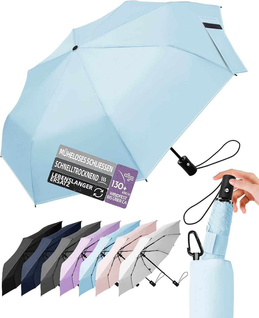 LILAC Regenschirm Klein Stabil Windfest