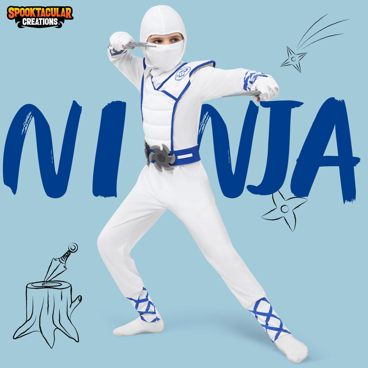 Spooktacular Creations Halloween Ninja Costume, Ninja Outfit Set for Kids, Halloween Costumes for Boys Dress Up Party