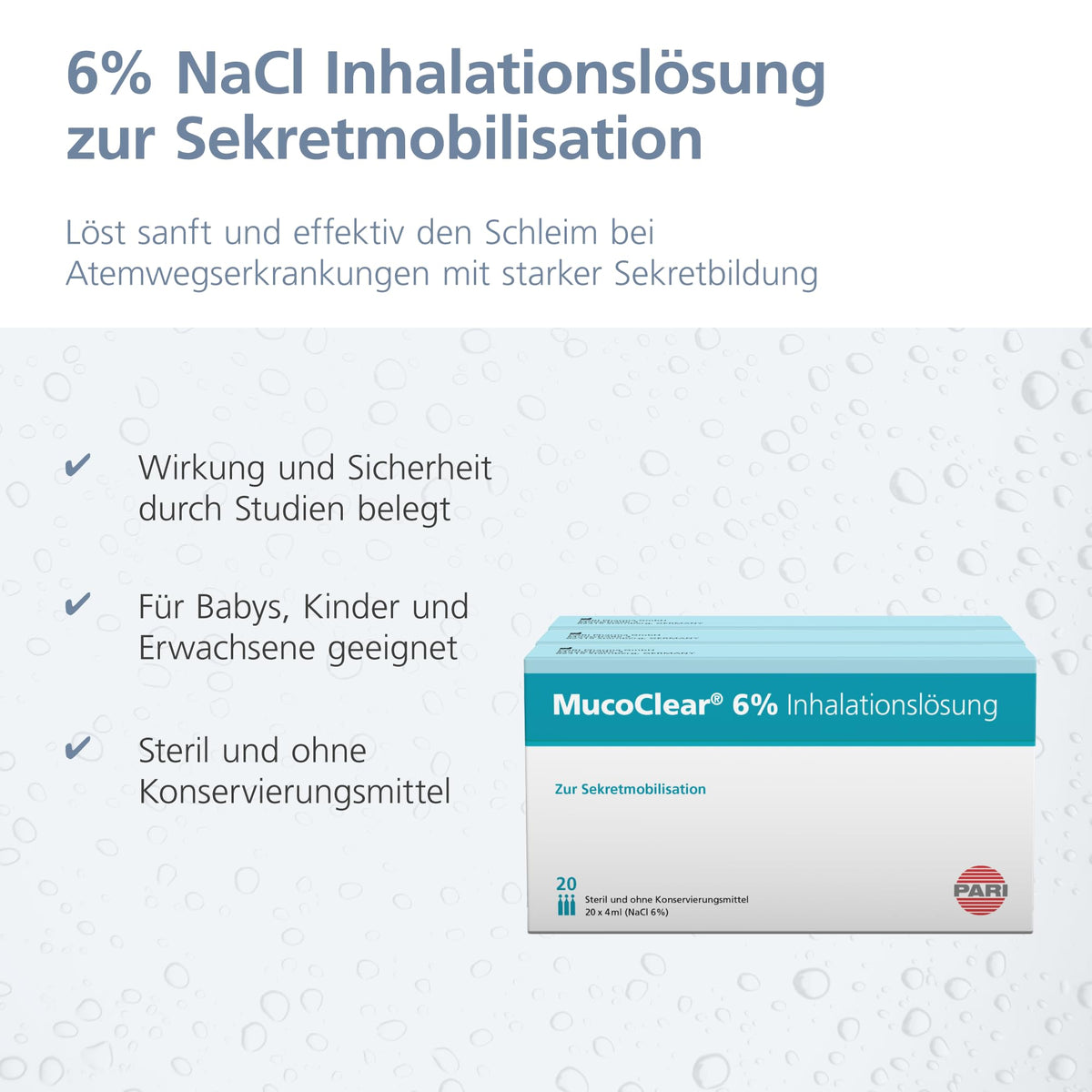 PARI NaCl 0,9% Inhalationslösung - isoton (0,9% Kochsalz),60 x 2,5 ml