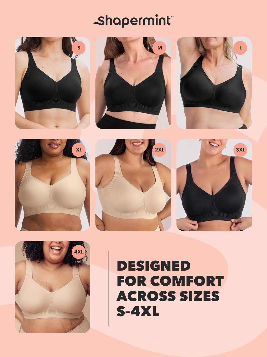 SHAPERMINT Everyday Wireless Jelly Bra, Full Coverage, S-4XL