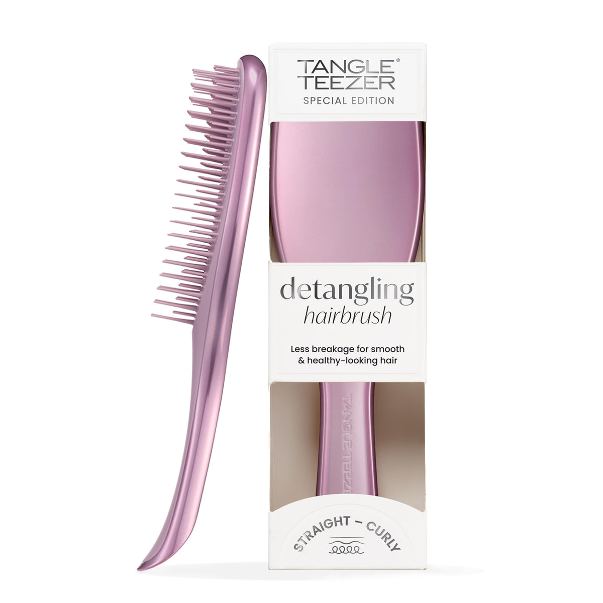 Tangle Teezer Ultimate Detangler Haarbürste – Nasses & Trockenes Haar – Entwirrungsbürste für Alle Haartypen – Zweistufige Borsten Reduzieren Haarbruch & Knoten – Champagner Gold mit Chrom-Finish