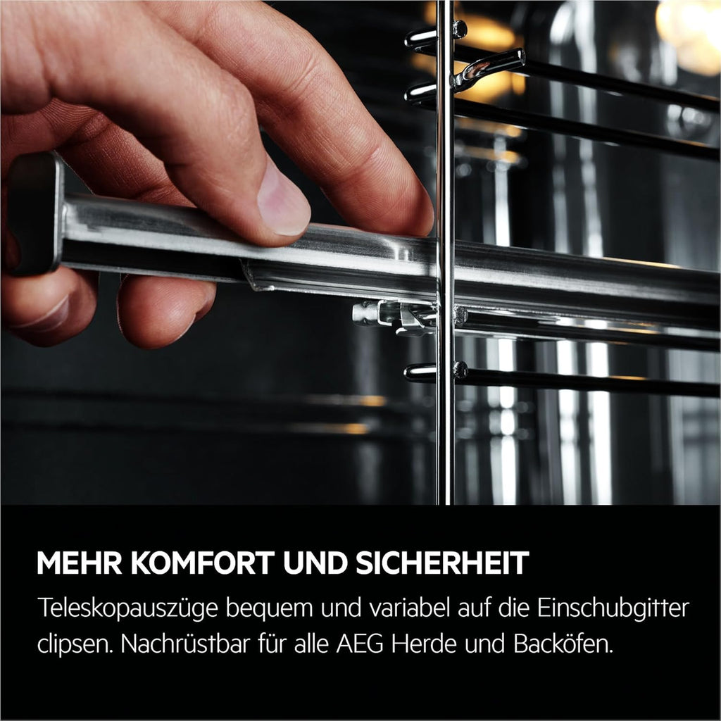 AEG Einbaubackofen, Serie 5 Ringheißluft: Gleichmäßige Garergebnisse auf 3 Ebenen, Pyrolyse Selbstreinigung, 45 Automatikprogramme, LED-Touchdisplay, Schnellaufheizung, Edelstahl, OU5PB40WSM
