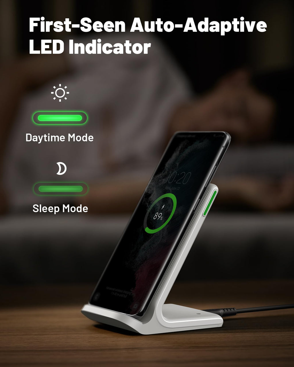 INIU Wireless Charger, 15W Schnelles Induktive Ladestation mit LED