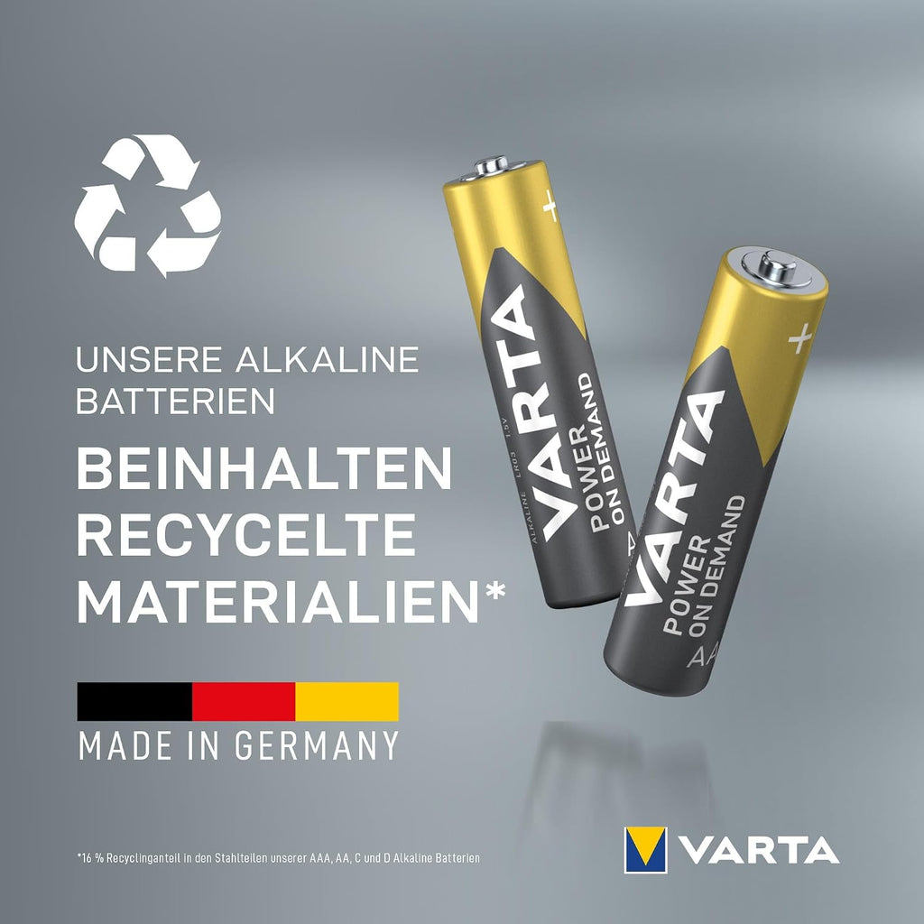 Varta Batterien AAA 100 Stück Power on Demand Alkaline 1,5 V Vorratspack