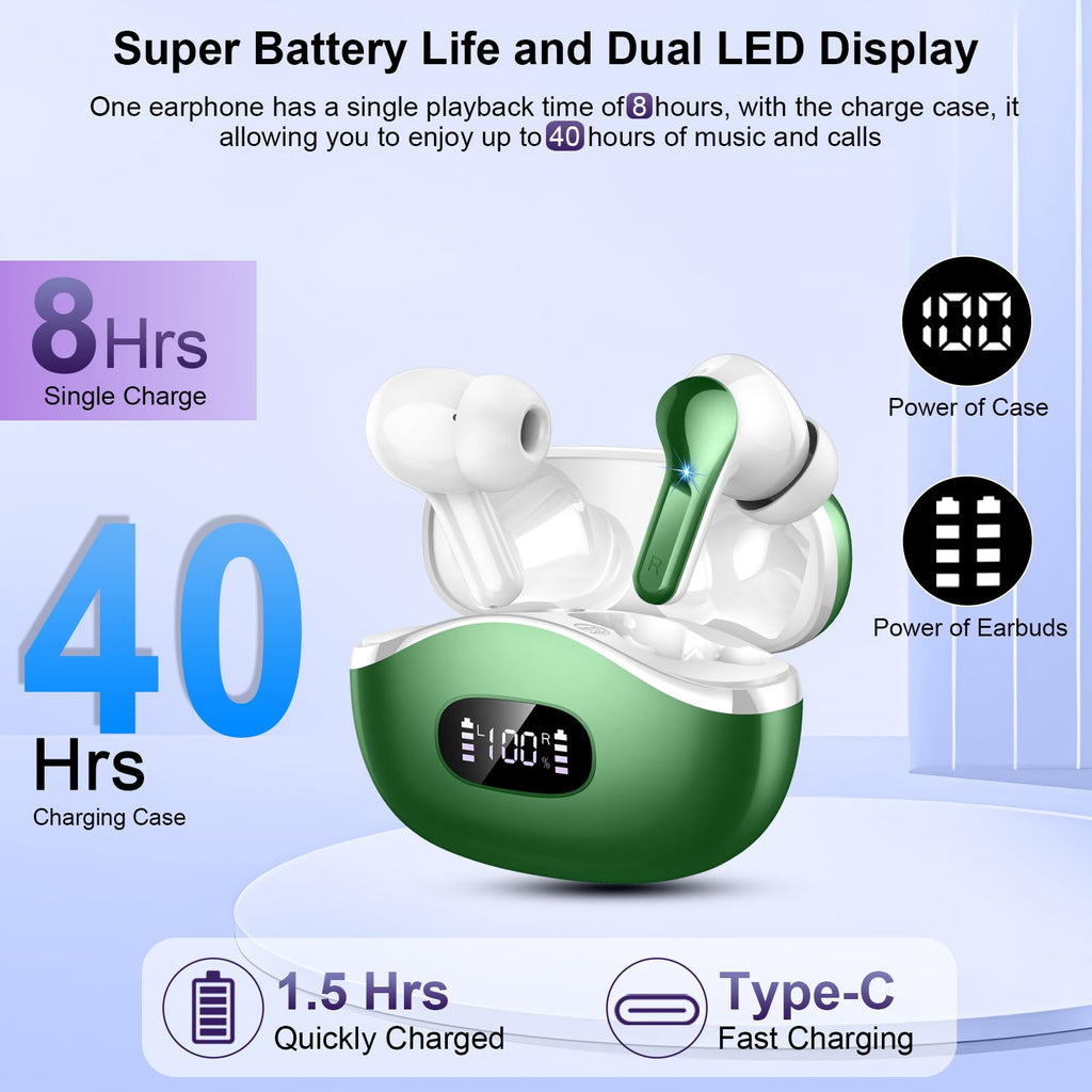 2026 Kopfhörer Kabellos Bluetooth 5.4 Kopfhörer, 6D-Stereo Ohrhörer in Ear