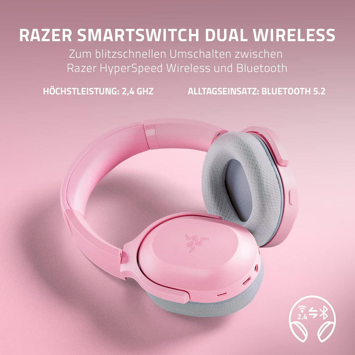 Razer Barracuda X - Kabelloses Multiplattform-Headset für Gaming und Mobile Geräte (SmartSwitch Dual Wireless, Triforce 40mm, Mikrofon mit Nierencharakteristik, 50h Akku, USB-C) Schwarz