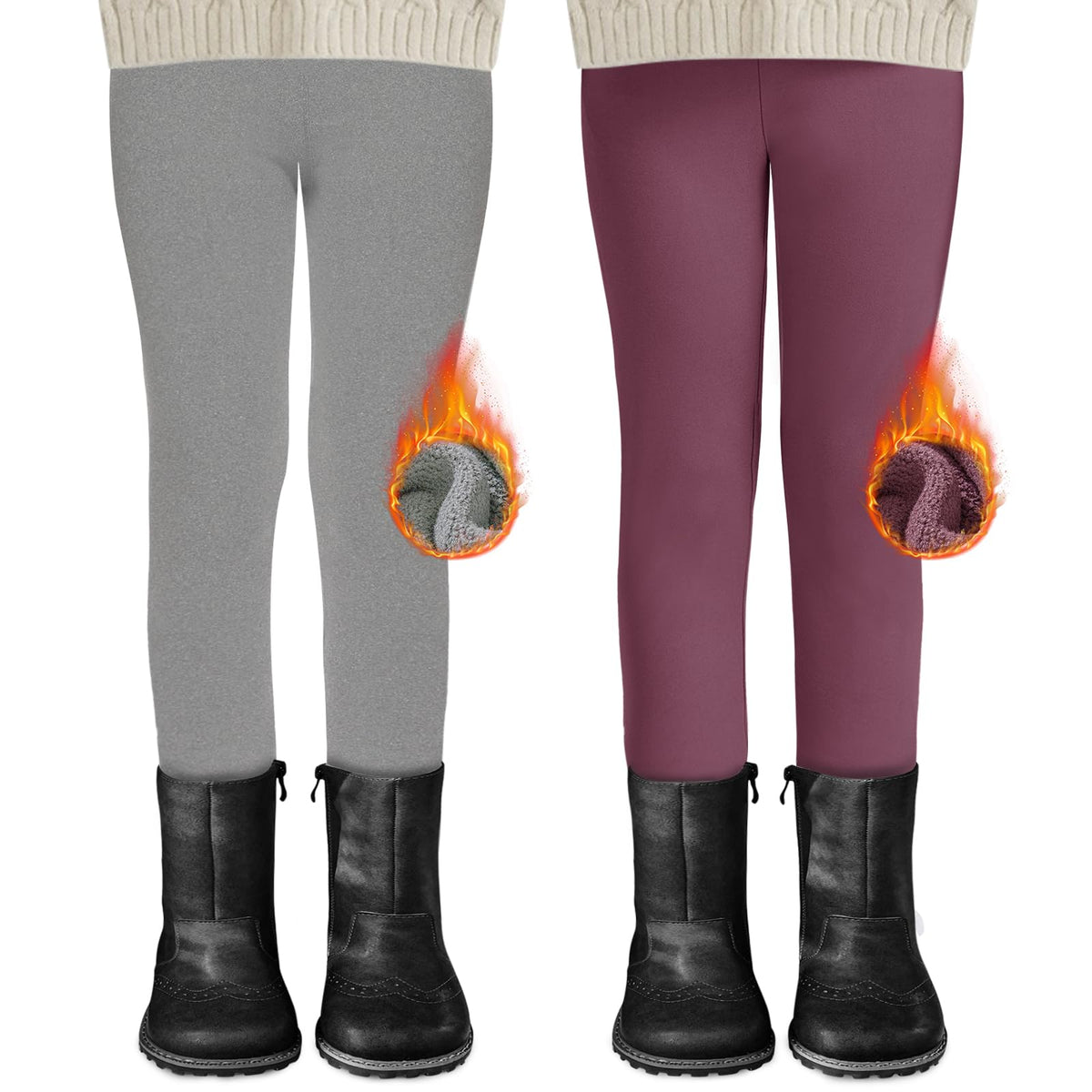 DDOBB 2er Pack Thermo Leggings Mädchen Mit Fleece High Waist