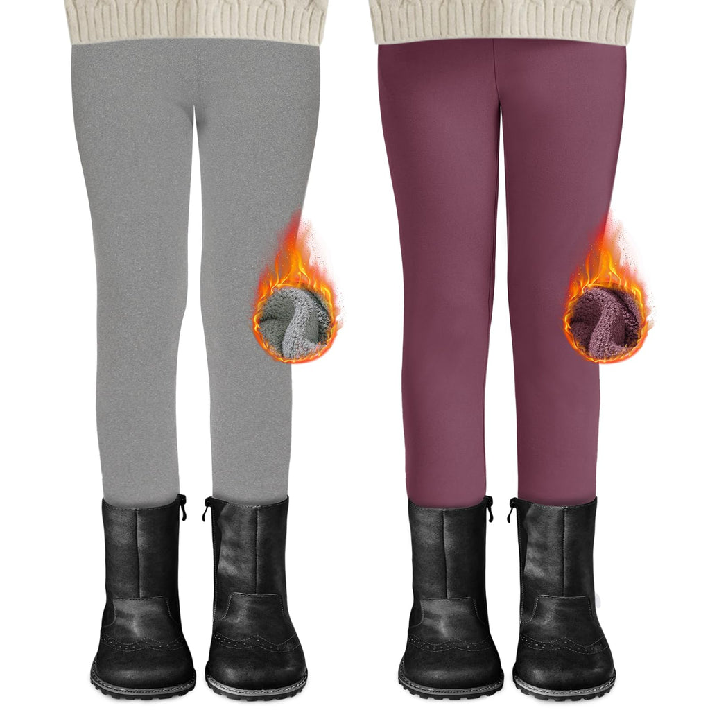 DDOBB 2er Pack Thermo Leggings Mädchen Mit Fleece High Waist