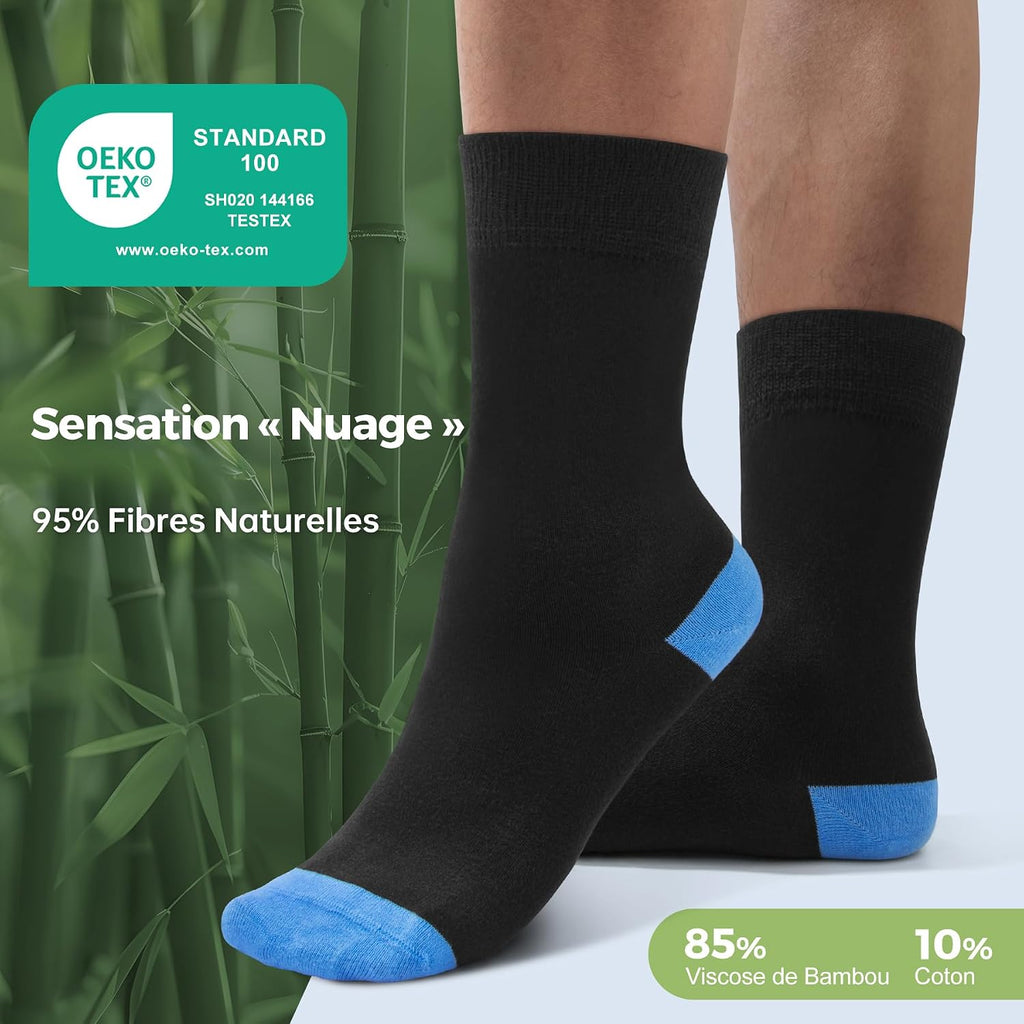 FALARY Chaussettes Bambou Homme Femme, Lot de 6/12 Chaussettes