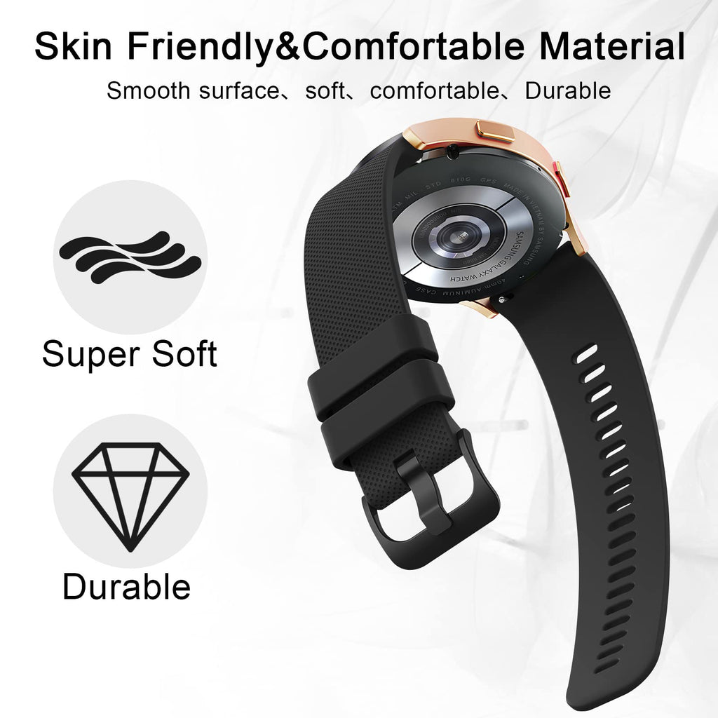Wanme 20mm Bracelet de Montre en Silicone, Souple Bracelet de Replacement en Dégagement Rapide avec Boucle en Même Couleur Homme Femme 20mm, Starlight