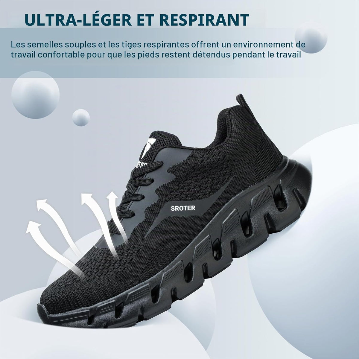 HEOAARG Chaussures de Sécurité Hommes Femme Embout Acier Chaussures de Travail Légère Respirant Antidérapante Basket Securite