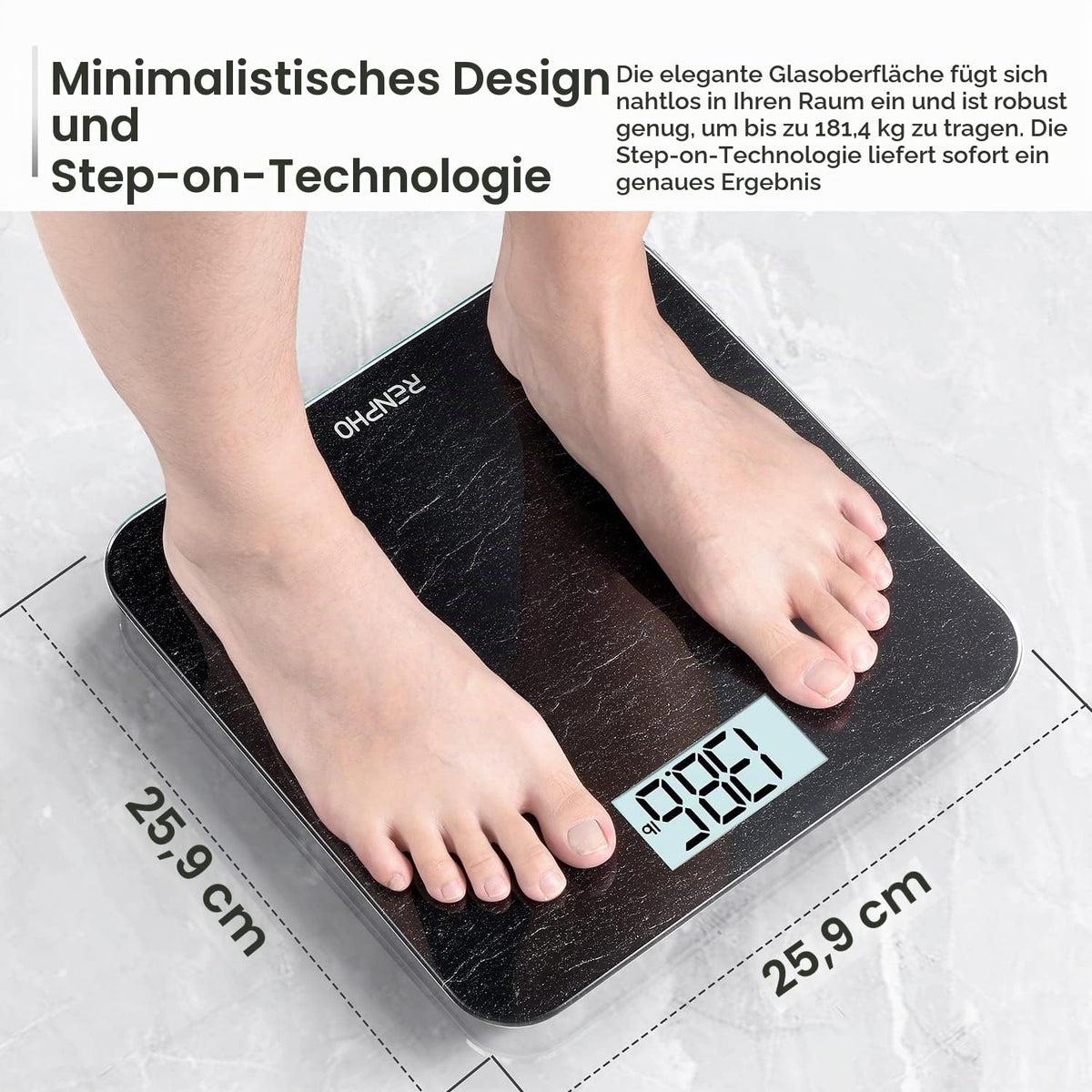 RENPHO Personenwaage, Körperwaage mit Hochpräzisions-Sensoren