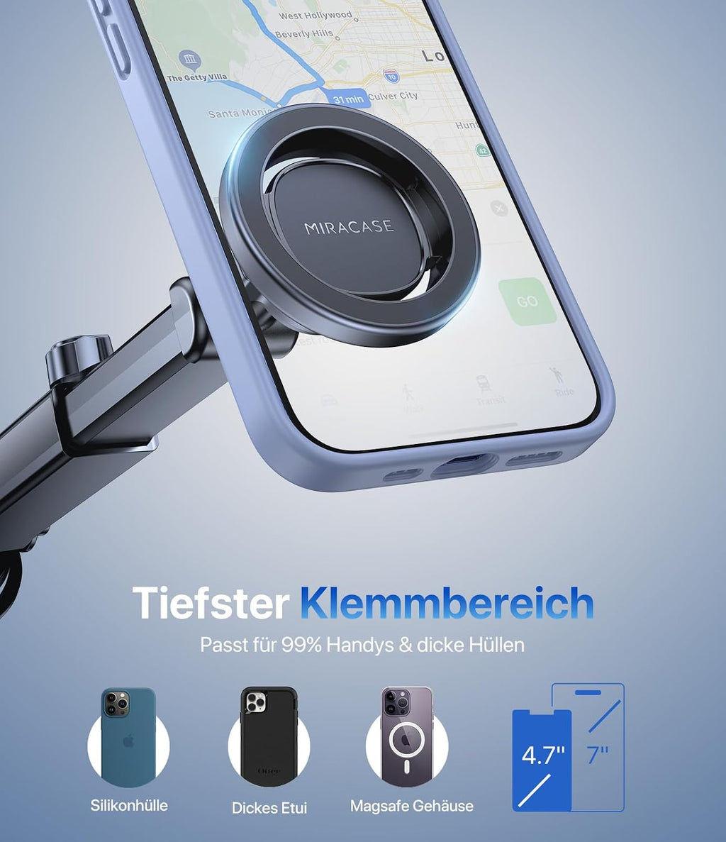 Miracase [2026 Upgraded Handyhalterung Auto Handy Halterung,Universal Car Phone Holder[Stärkste Saugnapf & Lüftungshaken] 360° Drehbar kfz autohalterung Lautsprecher für iPhone Samsung Galaxy Google