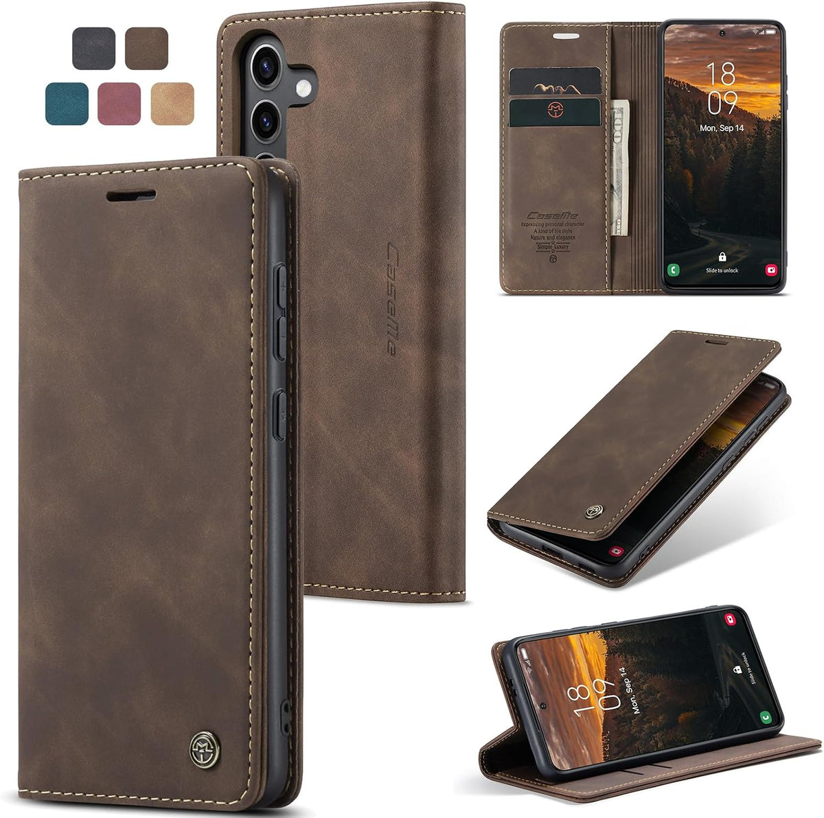Handyhülle für Honor Magic 6 Pro hülle Premium PU klapphülle RFID Lederhülle Faltbare Schutzhülle Kartenfach Standfunktion Handytasche hülle Honor Magic 6 Pro 5G - Schwarz