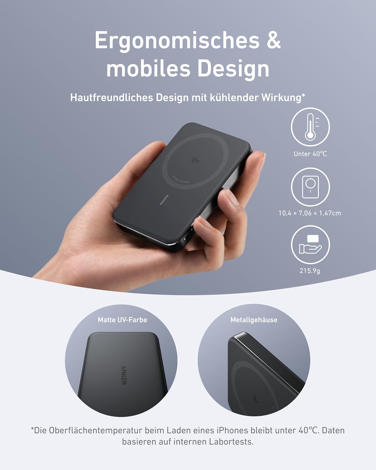 Anker MagGo Flache magnetische Powerbank 10000mAh Qi2 15W