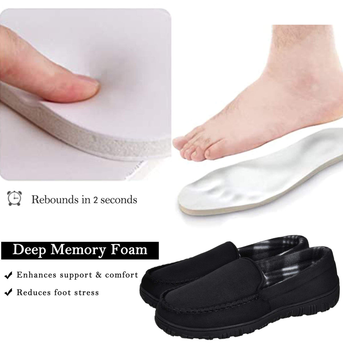 MIXIN Men's Cozy Moccasin Slippers Anti-Skid Slip On House Slippers with Comfy Memory Foam