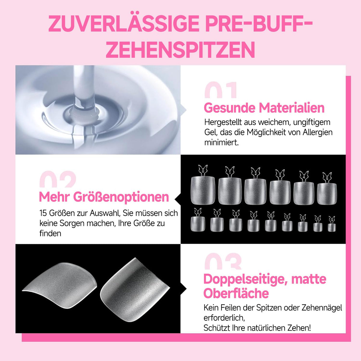 UNA GELLA Kurze Mandel Nail Tips 504 Stück