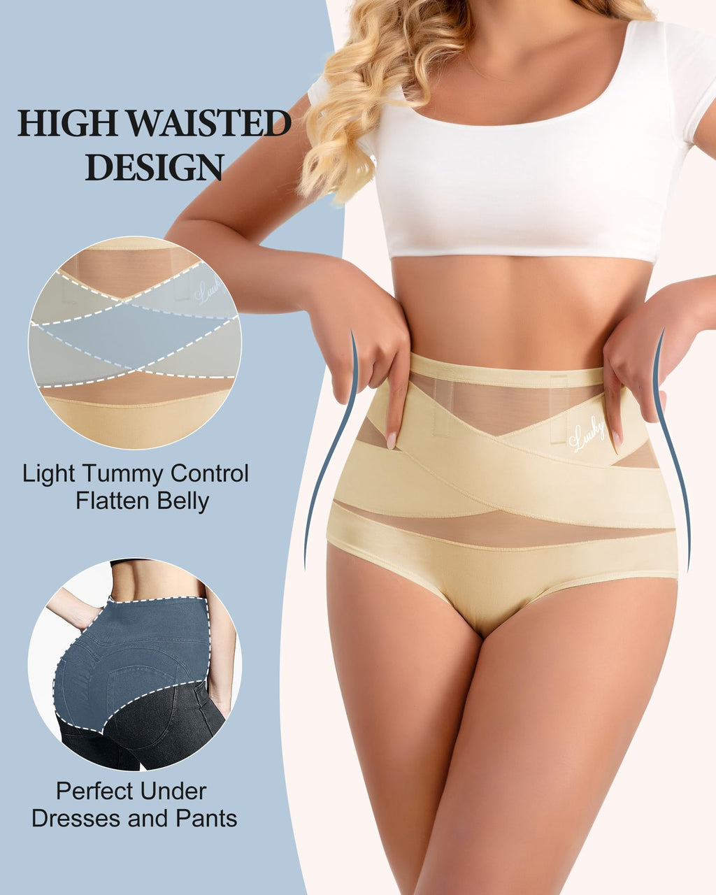 Lot de 4 Culotte Gainante Ventre Plat Taille Haute pour Femme
