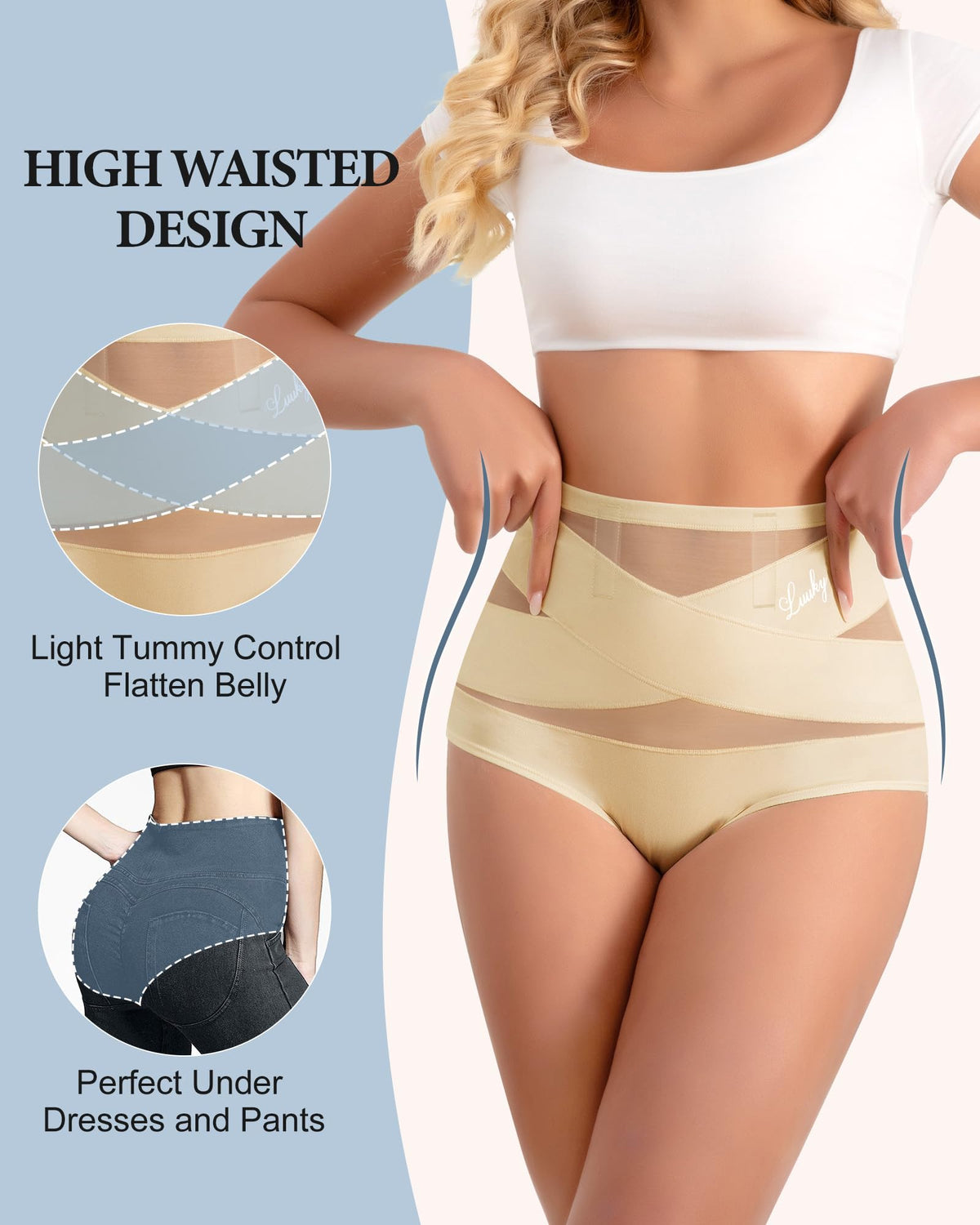 Lot de 4 Culotte Gainante Ventre Plat Taille Haute pour Femme