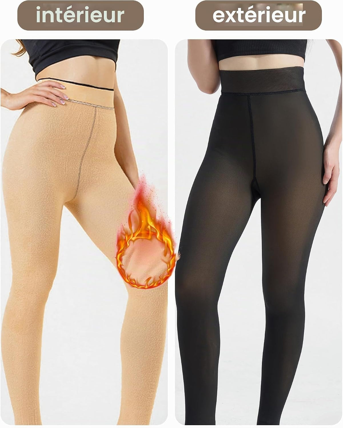 HOWIN Collant Polaire Femme Collant Thermique Effet Transparent Hiver