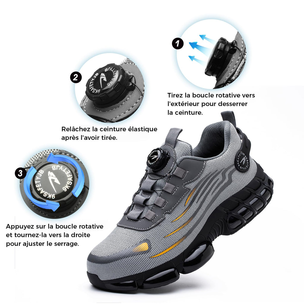 Chaussures de Sécurité Hommes Femmes Basket Respirante Antidérapante Légère Travail avec Embout en Acier 36-46 EU