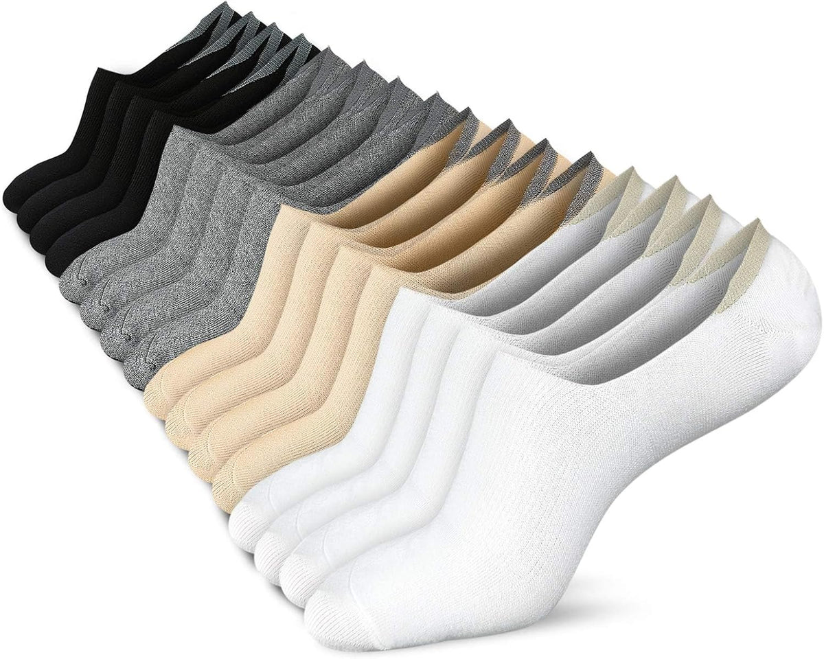 Wernies No Show Socks Women Low Cut Ankle Socks Non Slip 4/8 Pairs
