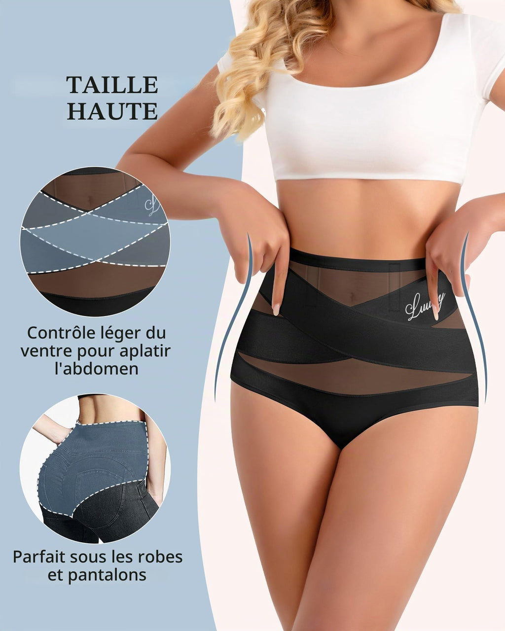 Lot de 4 Culotte Gainante Ventre Plat Taille Haute pour Femme