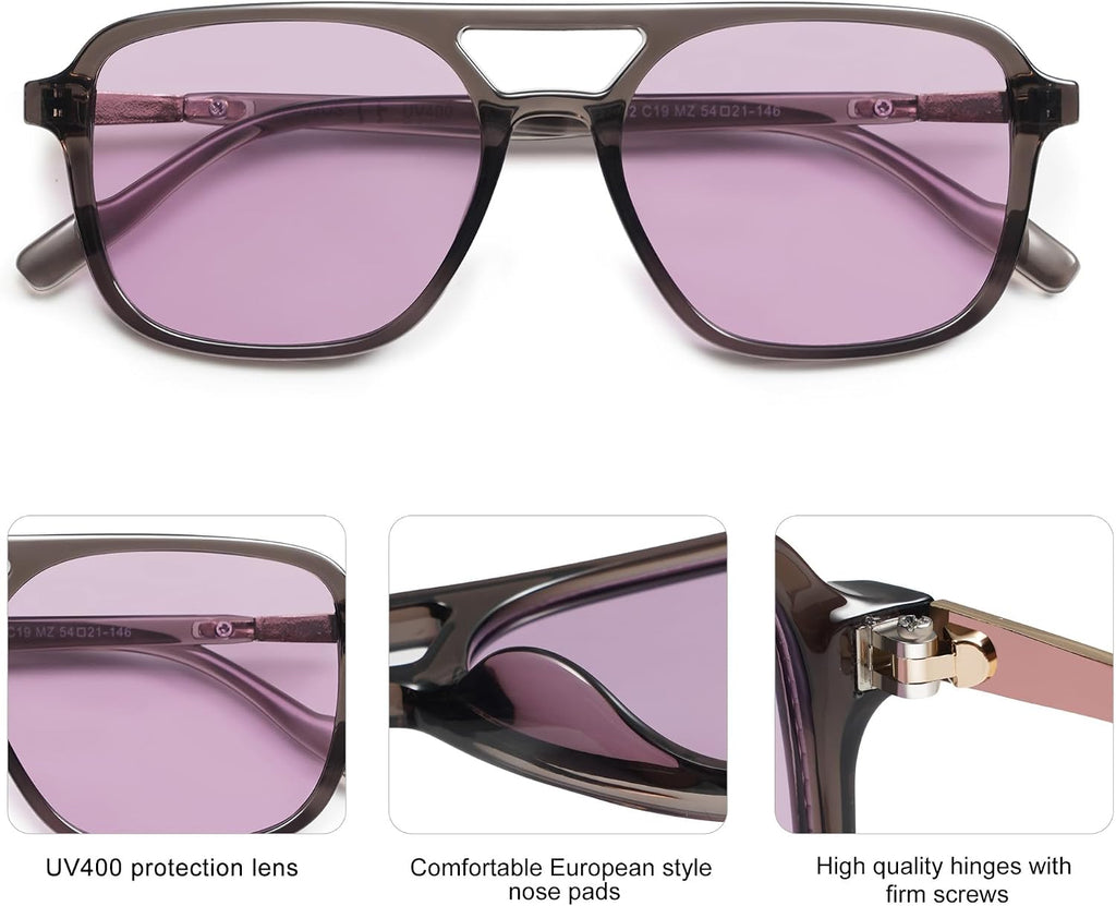 SOJOS Retro Aviator Sunglasses Womens Mens,Trendy Rectangle Shades SJ2202