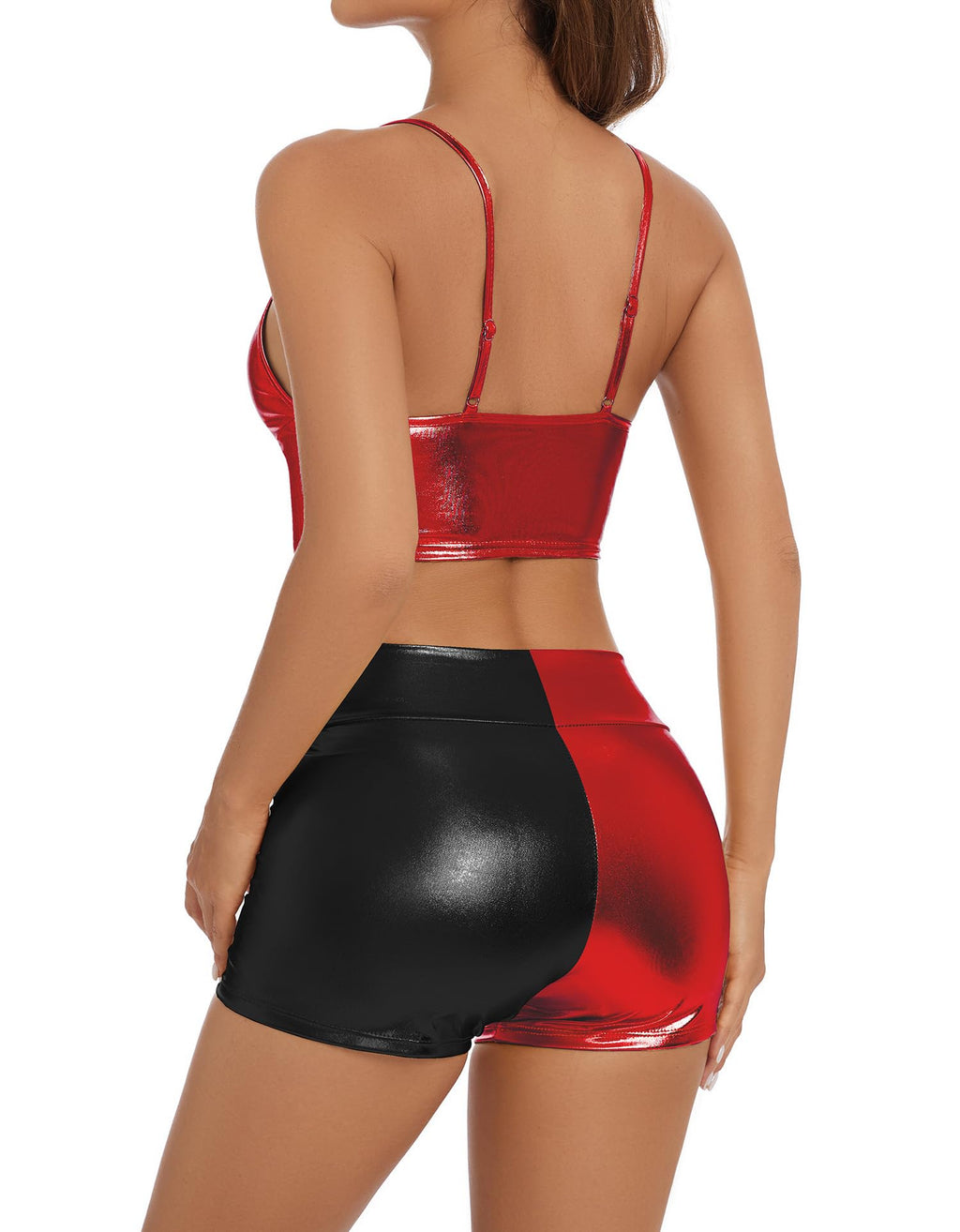 Metallic Rave-Shorts für Damen, glänzende High-Waist-Hose für Tanzfestivals
