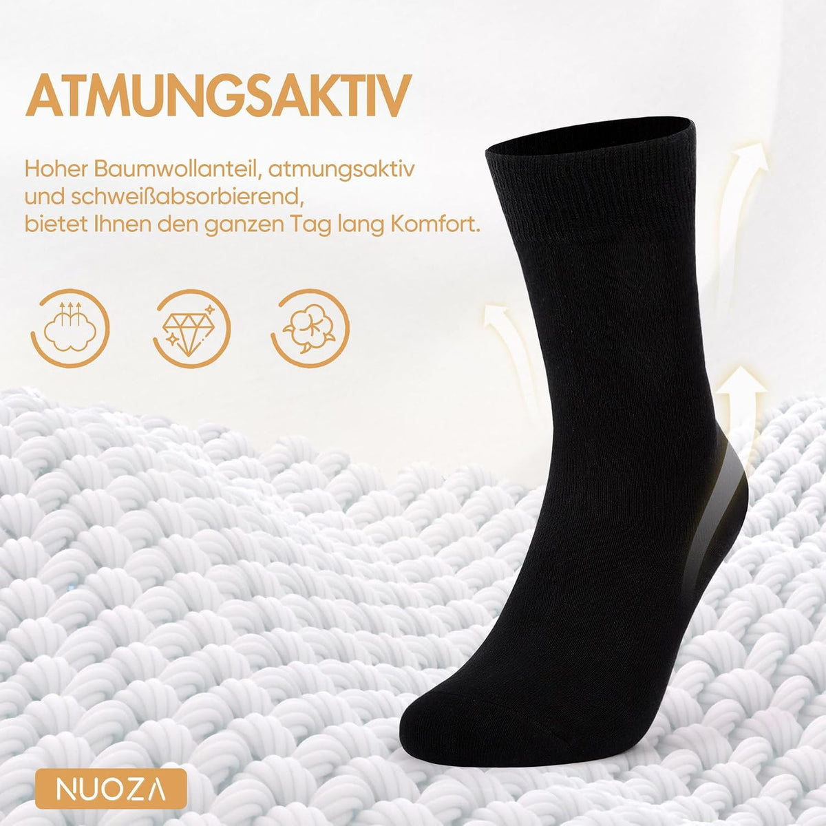 NUOZA 12 Paar Socken Herren Damen Baumwolle Business Atmungsaktive Socks