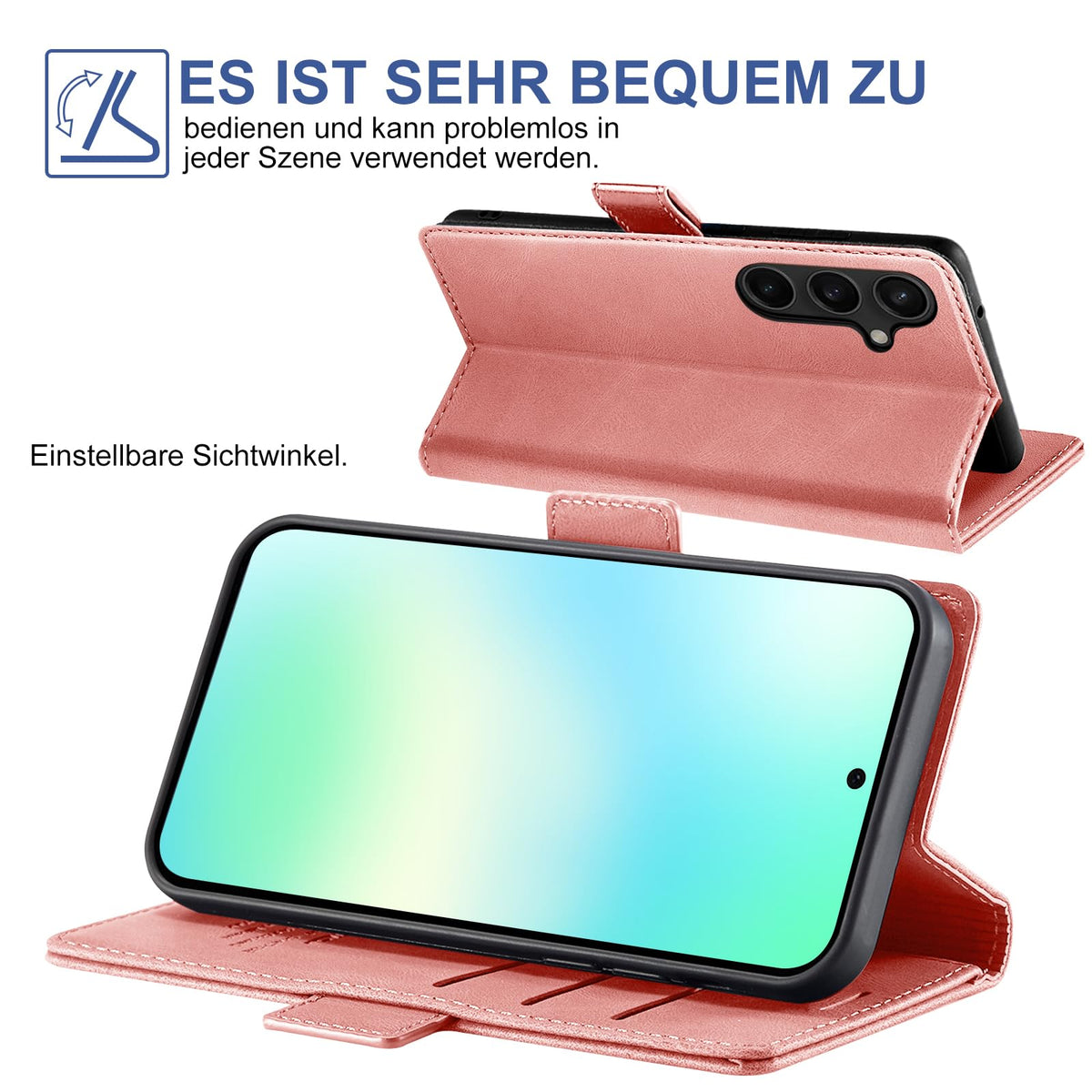 Giyer Handyhülle für Samsung Galaxy S24 5G Hülle mit Schutzfolie, Schutzhülle Galaxy S24 5G PU Leder Wallet Flip Case Standfunktion Kartenfach Klapphülle für Samsung S24 Ultra Full Cover (Grün)