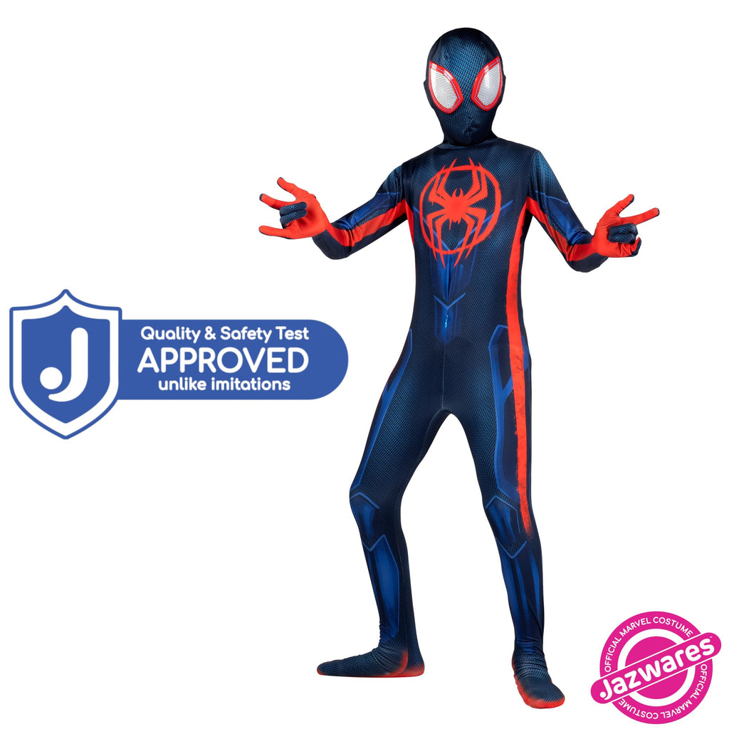 Marvel Miles Morales: Spider-Man Official Youth Deluxe Zentai Costume - Stretch Spandex with Hidden Zippers and Wrist Slits