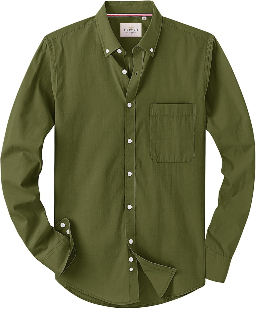 Alimens & Gentle Mens Solid Oxford Shirt Long Sleeve Dress Shirt Work Casual Button Down Shirts with Pocket